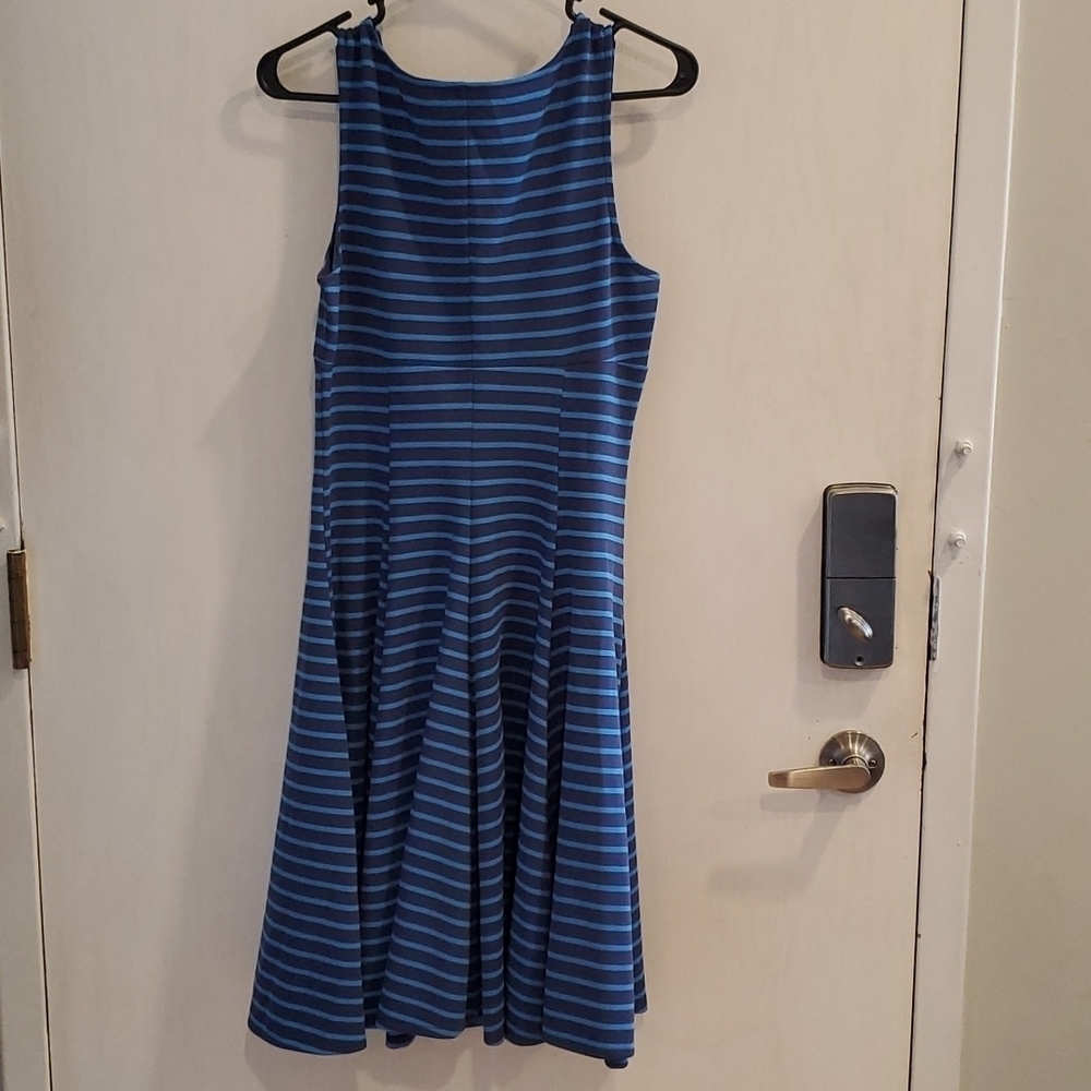 Peter Som Blue & Blue Striped Fit & Flare Dress 6 - Picture 5 of 6
